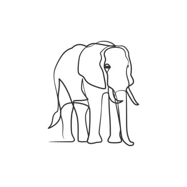 Elephant in continuous line art drawing, Elephant one line art minimalism design