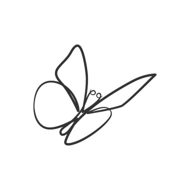 Butterfly continuous line art drawing. Cute butterfly one line art drawing