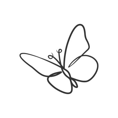 Butterfly continuous line art drawing. Cute butterfly one line art drawing