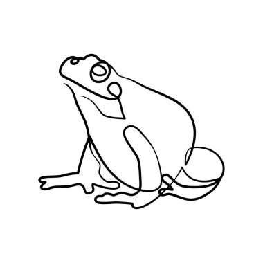 Frog continuous one line art drawing, Single line drawing of frog animal concept