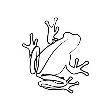 Frog continuous one line art drawing, Single line drawing of frog animal concept