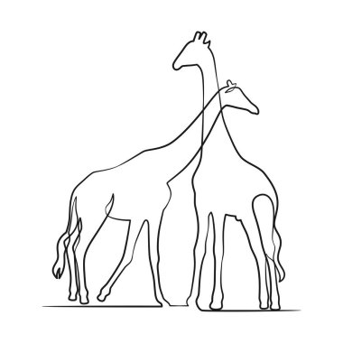 Giraffe continuous one line art design, Giraffe single line drawing
