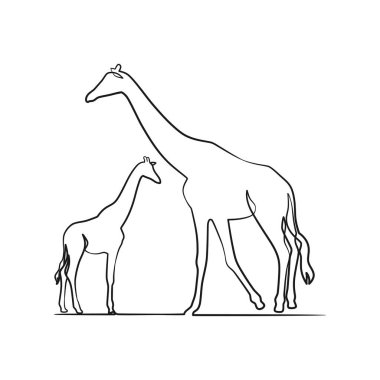 Giraffe continuous one line art design, Giraffe single line drawing