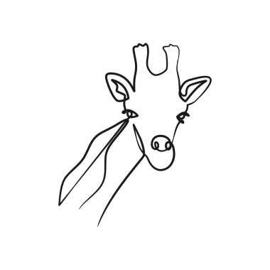 Giraffe head continuous one line art design, Giraffe single line drawing