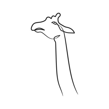 Giraffe head continuous one line art design, Giraffe single line drawing