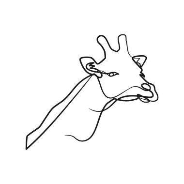 Giraffe head continuous one line art design, Giraffe single line drawing