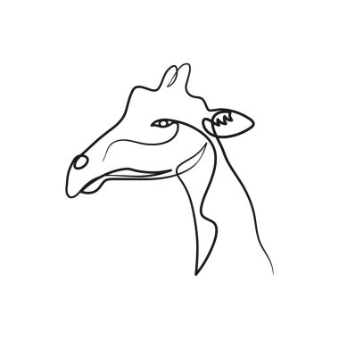 Giraffe head continuous one line art design, Giraffe single line drawing