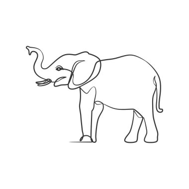 Elephant in continuous line art drawing, Elephant one line art minimalism design
