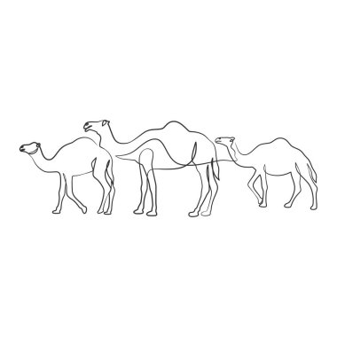 Camel continuous one line art drawing, Camel single line drawing