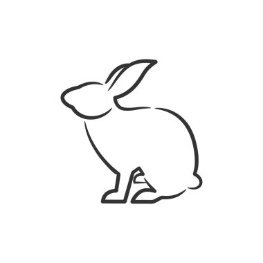 Rabbit line art black and white, Cute rabbit illustration, Easter bunny