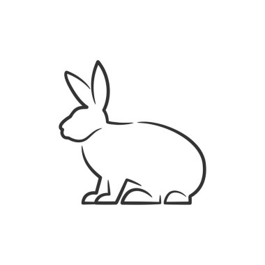 Rabbit line art black and white, Cute rabbit illustration, Easter bunny