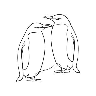 Penguin continuous one line art drawing, Single line art drawing of penguin, wildlife animal
