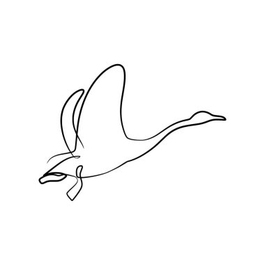 Swan continuous one line art drawing, single line drawing of swan, swan line art design