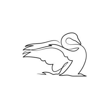 Swan continuous one line art drawing, single line drawing of swan, swan line art design