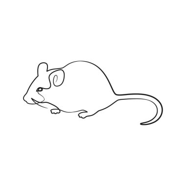 Rat mouse continuous one line drawing. One hand drawn single line art style. Rat mouse line drawing