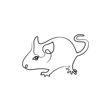 Rat mouse continuous one line drawing. One hand drawn single line art style. Rat mouse line drawing