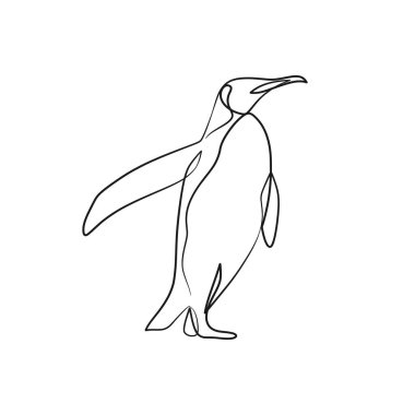 Penguin continuous one line art drawing, Single line art drawing of penguin, wildlife animal