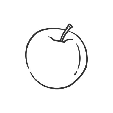 Apple line art vector illustration, Coloring book of healthy fruit