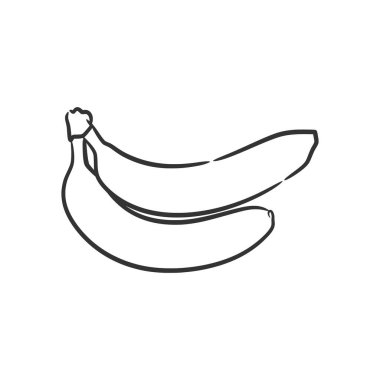 Banana line art vector illustration, Coloring book of healthy fruit. Banana fruit