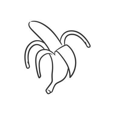 Banana line art vector illustration, Coloring book of healthy fruit. Banana fruit
