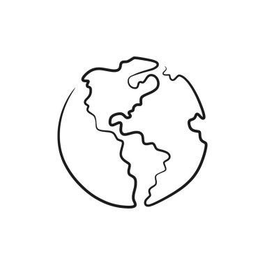 Earth continuous one line drawing vector illustration. World map one line art. Earth globe