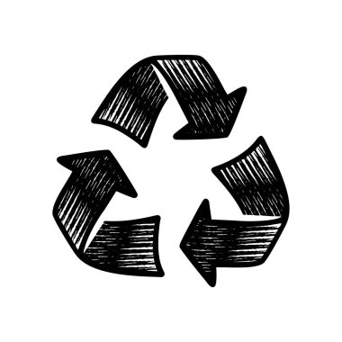 İşaret sembolü illüstrasyonunu geri dönüştür. Siyah beyaz Geri Dönüşüm Çizgisi sanatı