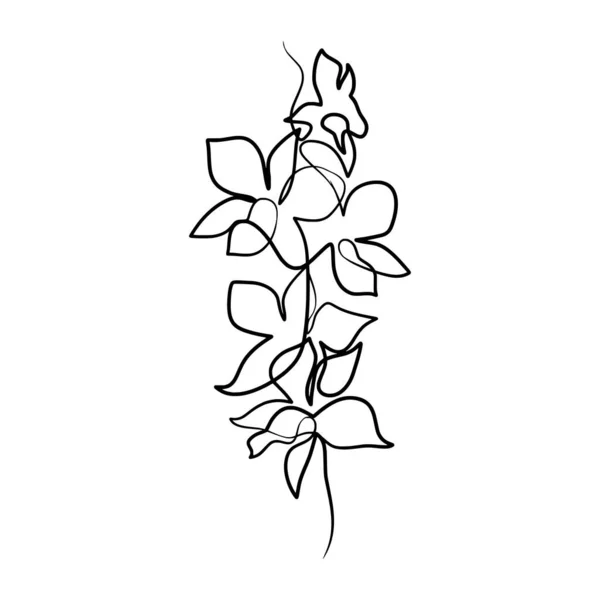 Dessin Art Continu Une Ligne Fleur Orchidée Beauté Fleurs Dessinées — Image vectorielle