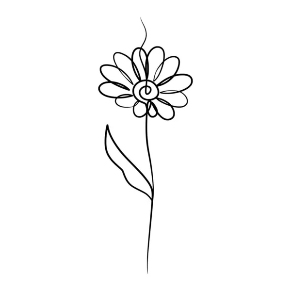Dessin Art Continu Une Ligne Fleur Marguerite Beauté Fleurs Marguerite — Image vectorielle