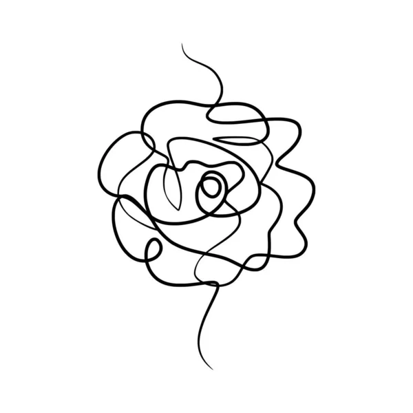 Ciągły Jeden Wiersz Sztuki Rysunek Piękna Kwiat Róży Ręcznie Rysowane — Wektor stockowy