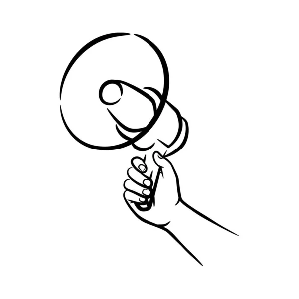 Kézfogás Hangszóró Illusztráció Vektor Kézzel Rajzolt Kézfogás Hangszóró Vonal Művészet — Stock Vector