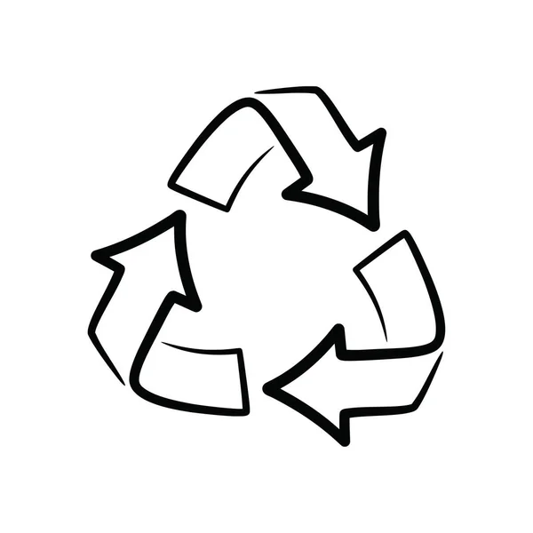 Reciclar Signo Símbolo Vector Ilustración Línea Reciclaje Arte Blanco Negro — Vector de stock