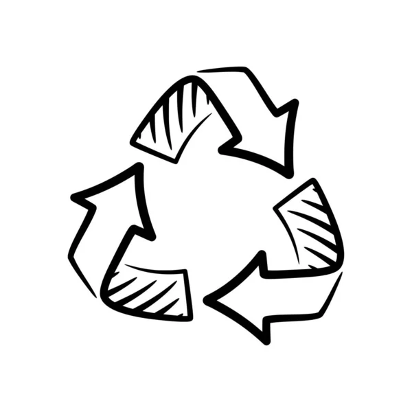 Recycler Signe Symbole Vectoriel Illustration Recycle Line Art Noir Blanc — Image vectorielle