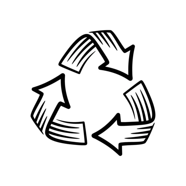 Recycler Signe Symbole Vectoriel Illustration Recycle Line Art Noir Blanc — Image vectorielle