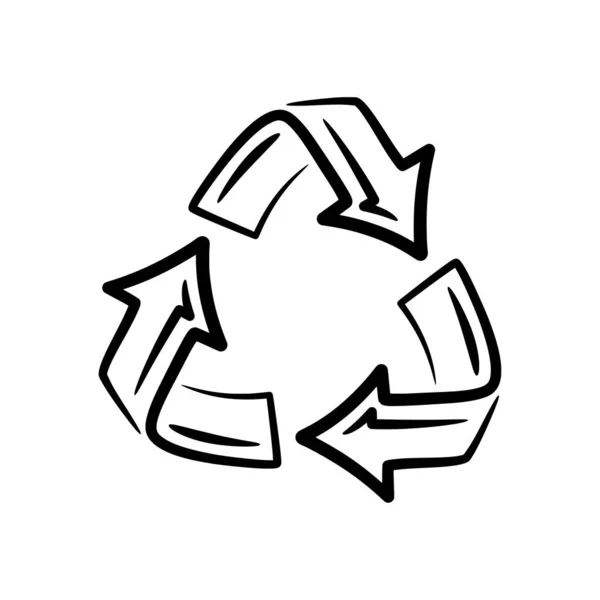 Ilustracja Wektora Symbolu Znaku Recyklingu Linia Recyklingu Sztuki Czarno Białe — Wektor stockowy