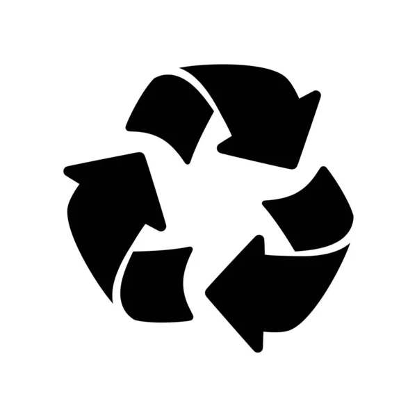 リサイクルサイン記号ベクトルイラスト リサイクルラインアート黒と白 — ストックベクタ