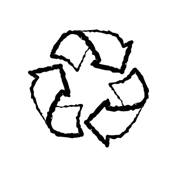 Ilustracja Wektora Symbolu Znaku Recyklingu Linia Recyklingu Sztuki Czarno Białe — Wektor stockowy