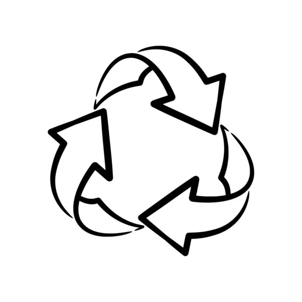 Утилизация Знака Символа Векторной Иллюстрации Recycle Line Art Black White — стоковый вектор