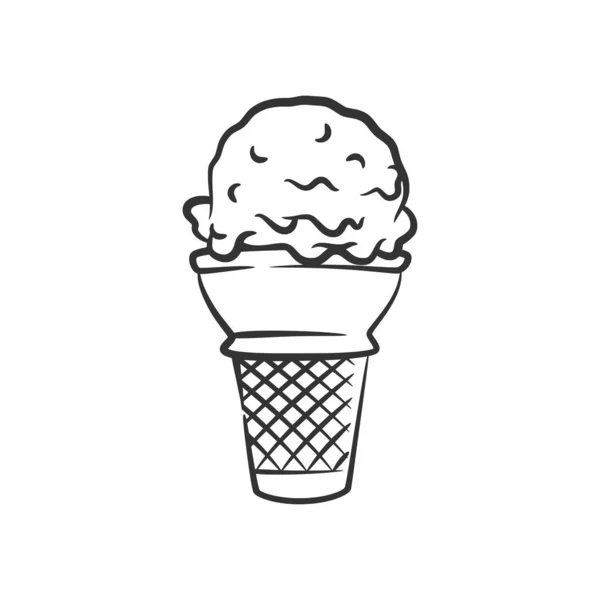 Zmrzlinový Kuželový Výtvarný Portrét Zbarvení Stránky Ručně Kreslené Stock Vektorové — Stockový vektor