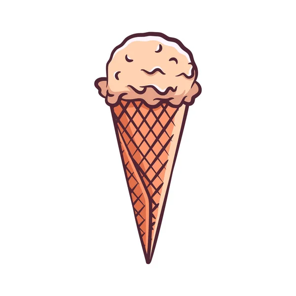 カラーでアイスクリームコーンベクトルイラスト ワッフルコーンのおいしいカラフルなアイスクリーム — ストックベクタ