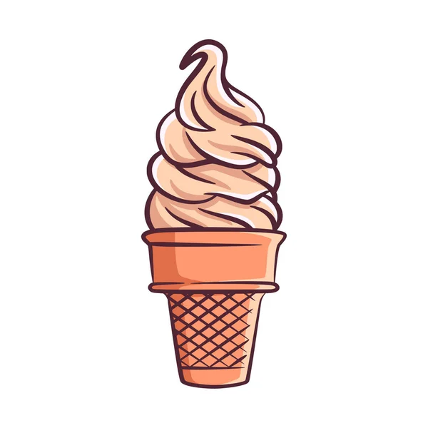 Illustration Vectorielle Cône Crème Glacée Avec Couleur Délicieuse Crème Glacée — Image vectorielle