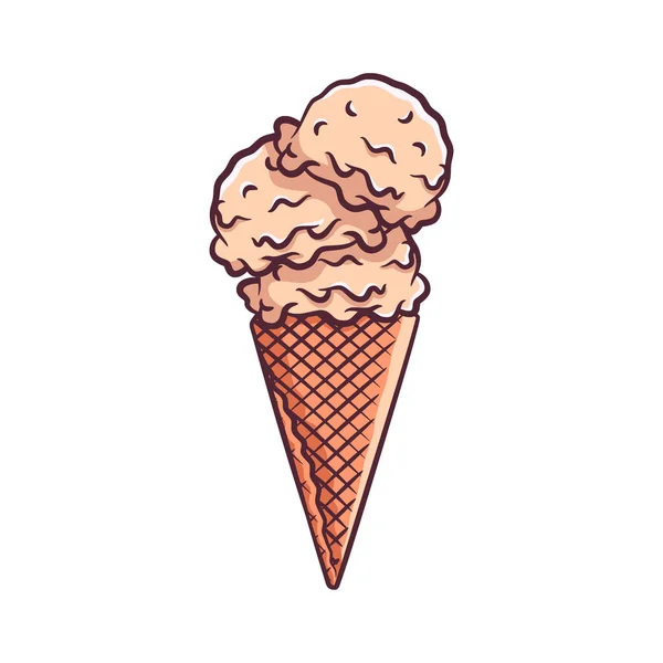 冰淇淋锥形矢量图解与颜色 华夫饼筒中色彩艳丽的冰淇淋 — 图库矢量图片