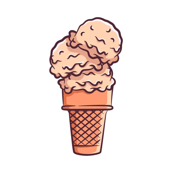 冰淇淋锥形矢量图解与颜色 华夫饼筒中色彩艳丽的冰淇淋 — 图库矢量图片