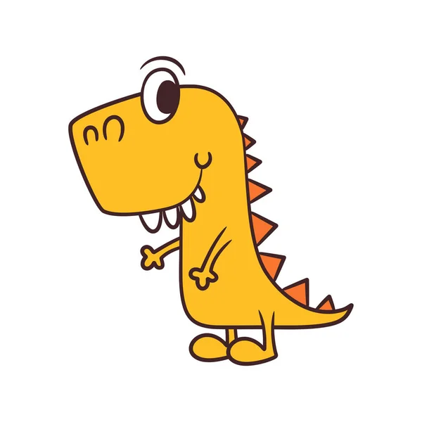 Bonito Dinossauro Vetor Ilustração Mão Desenhada Desenhos Animados Dinossauro — Vetor de Stock