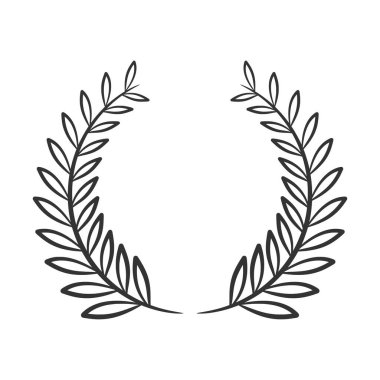 Laurel çelenk vektör çizimi siyah beyaz el çizimi