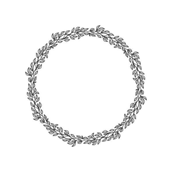 Ručně Kreslené Věnec Kruhový Vektor Umění Černé Bílé Vektor Kruhového — Stockový vektor