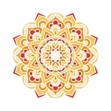 Mandala Yuvarlak Süs Şablonu. Doğu tarzında dekoratif desen. Renkli Etnik Mandala