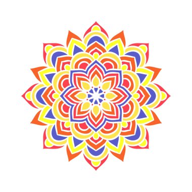 Mandala Yuvarlak Süs Şablonu. Doğu tarzında dekoratif desen. Renkli Etnik Mandala