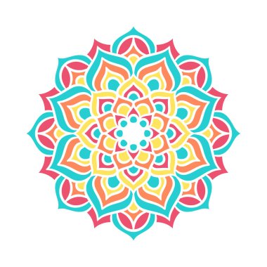 Mandala Yuvarlak Süs Şablonu. Doğu tarzında dekoratif desen. Renkli Etnik Mandala