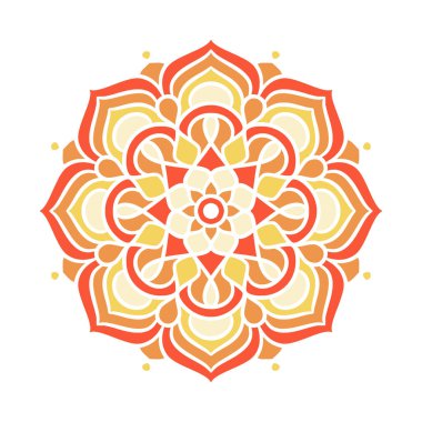 Mandala Yuvarlak Süs Şablonu. Doğu tarzında dekoratif desen. Renkli Etnik Mandala