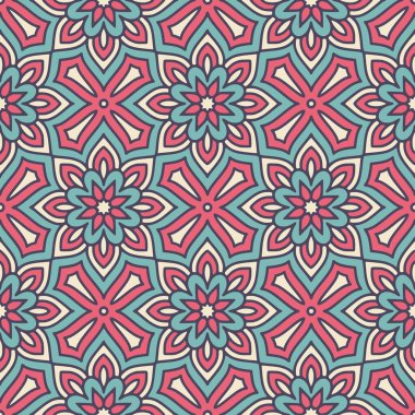 Mandalas 'lı Etnik Çiçeksiz Desen. Tasarım, moda baskısı, hatıra defteri için doğulu desen
